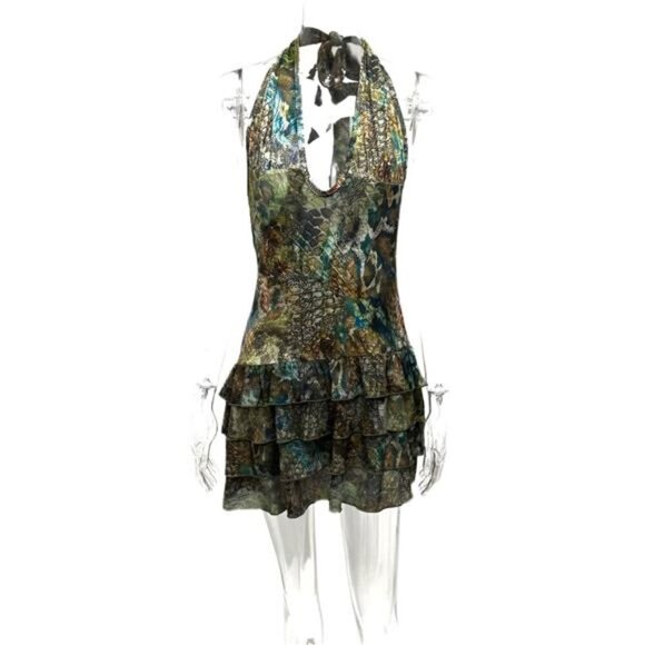 Printed Halter Neck Layered Dress - Picture 6 of 6